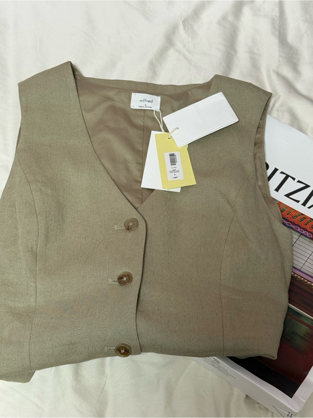 Aria Dress - Martini Olive color - Linen Button-Front Mini Dress - Picture 7 of 7